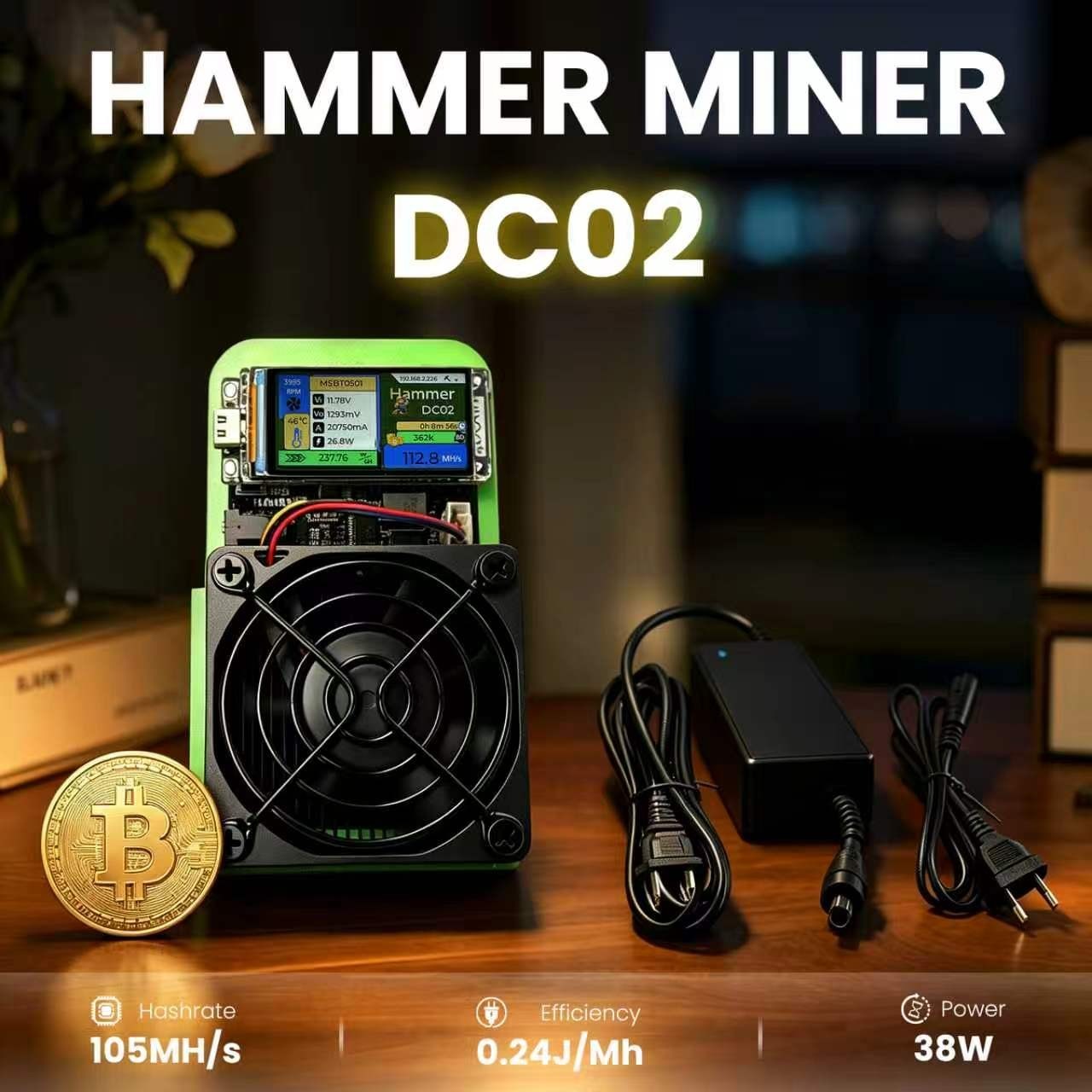New Hammer Miner DC02 120MH/s LTC&Doge 28W Miner Solo Mining Lotto Device