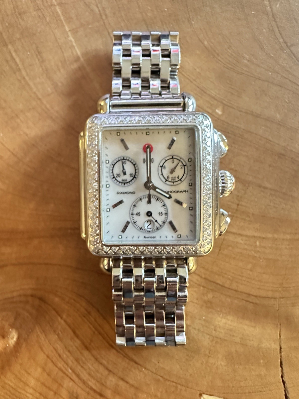 MICHELE DECO DIAMOND CHRONOGRAPH STAINLESS STEEL WATCH
