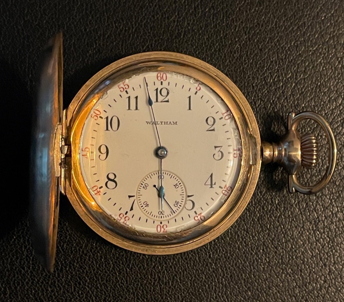 Vintage Waltham Model 1907 Grade No. 161 0s 7j set in 10k GF Full Hunter Case