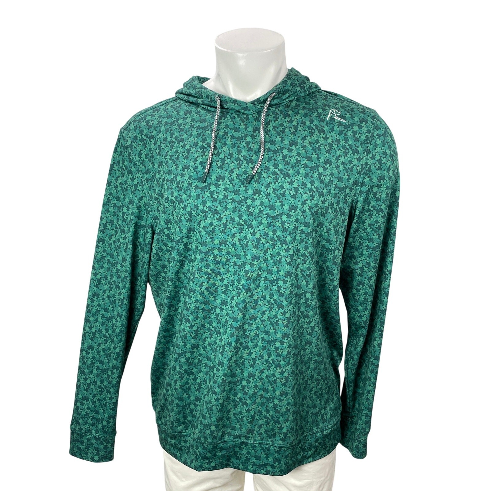 Rhoback Mens Green Long Sleeves Abstract Activewear Performance Hooded Sweater M