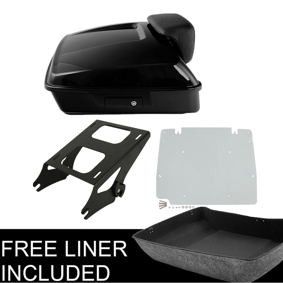 Chopped Trunk Base Plate Mount Rack Plate For Harley Touring Glide 2014-Up Black