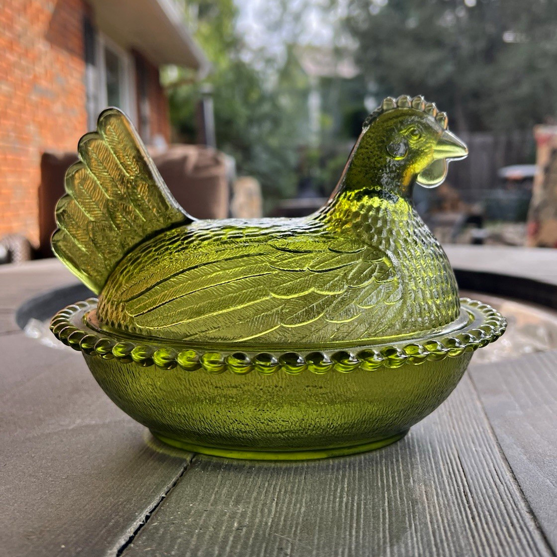 Authentic Vintage Indiana Glass Olive Green Authentic Vintage Indiana Glass Olive Green