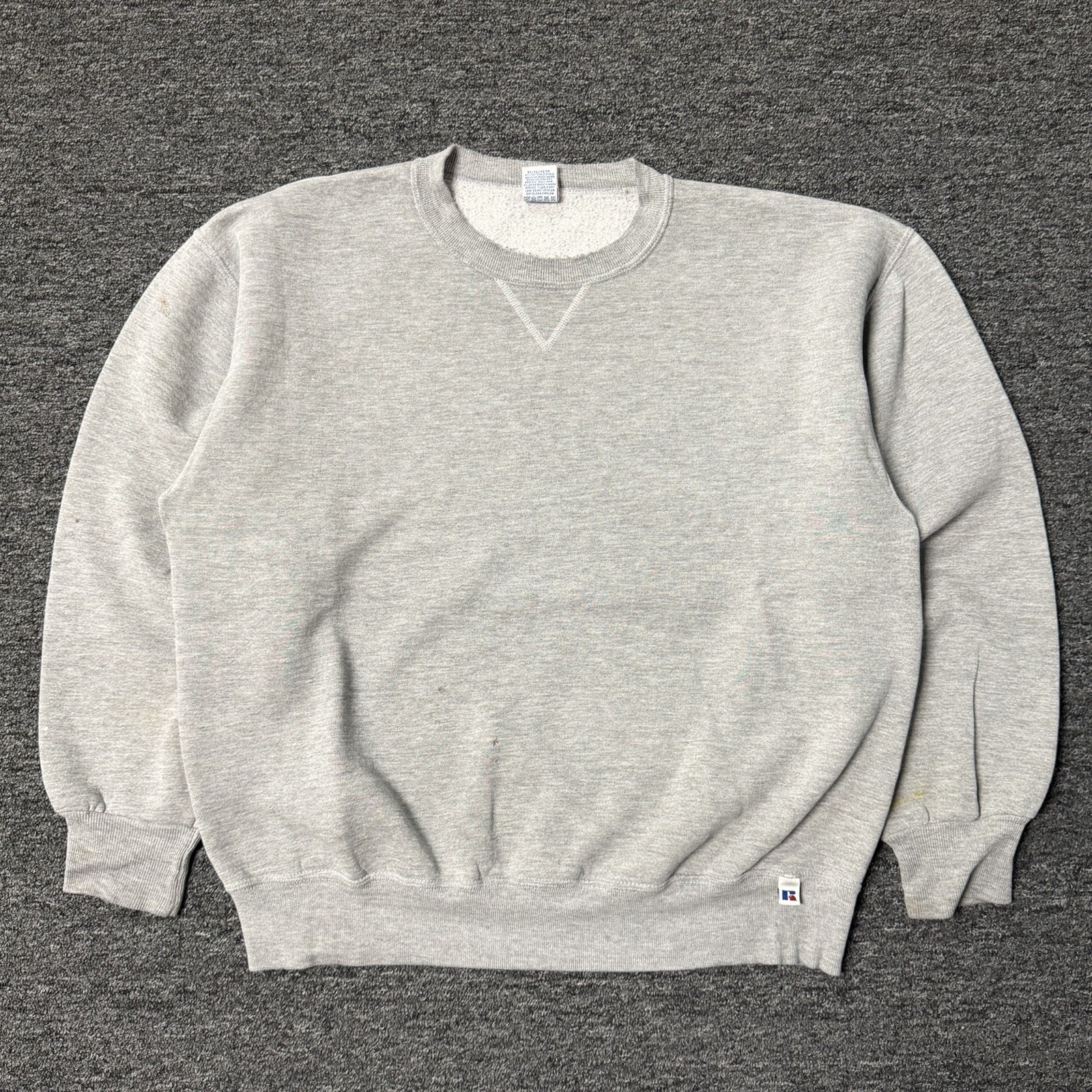 Russell Athletic Gray Blank Pullover Crewneck Sweatshirt Vintage 90s U.S.A Sz L