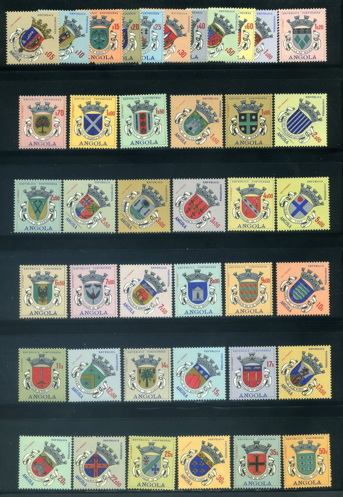 Angola 448-488, 1963 Coats of Arms Complete Set, Mint NH, Scott $47.80