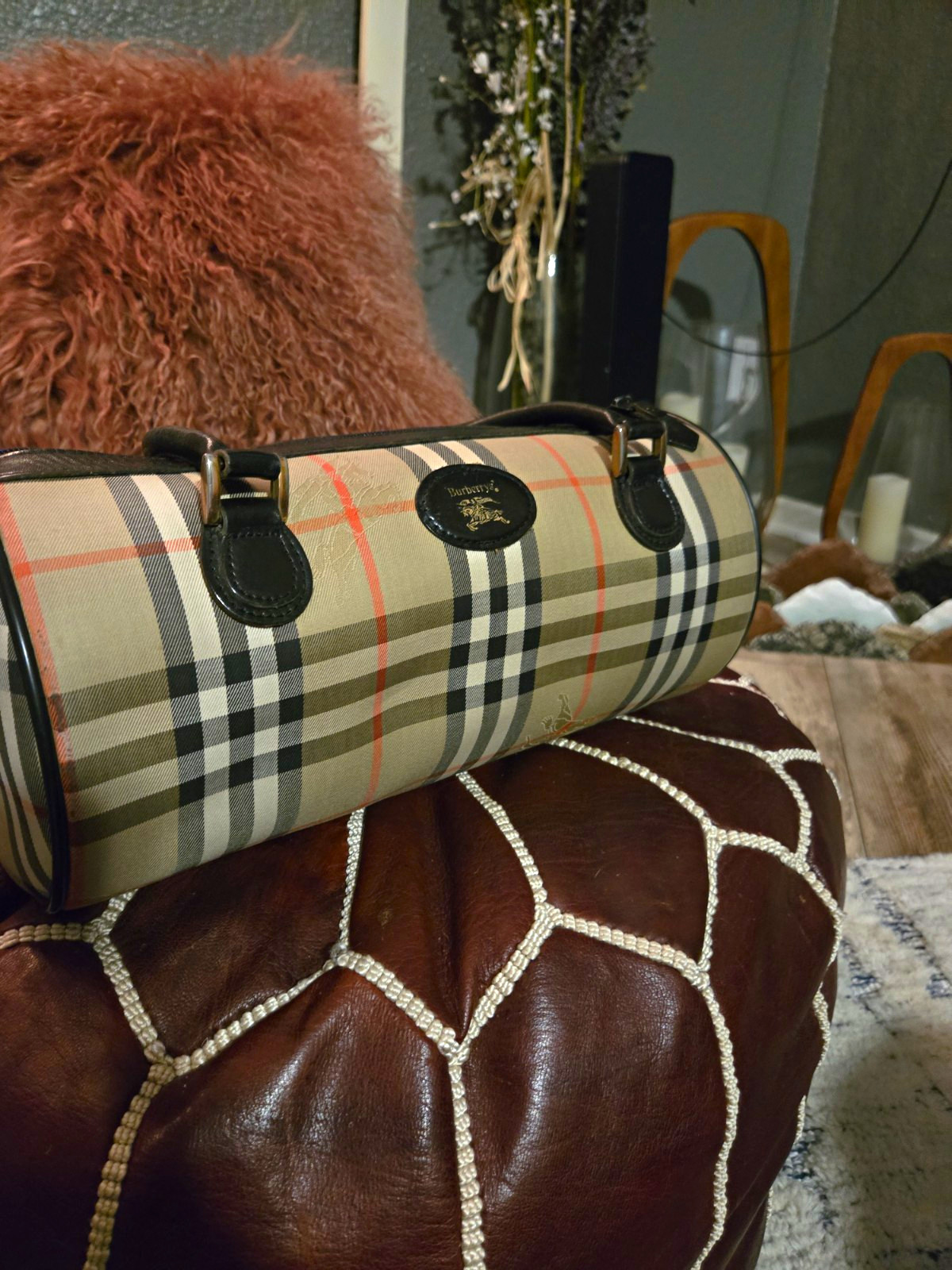 Burberrys Vintage Check Boston Bag RARE Excellent Used Condition