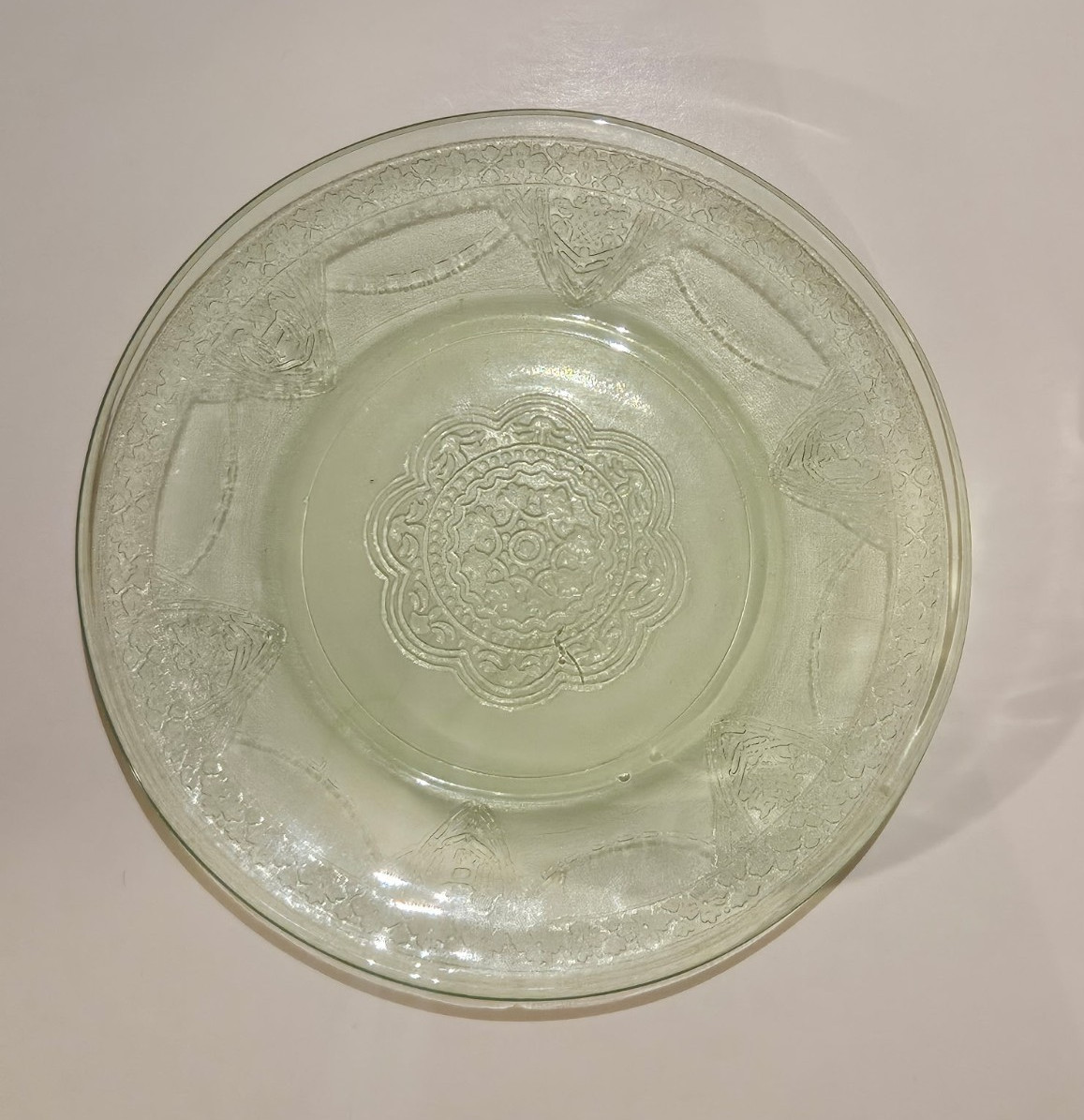 Antique Romantic Traditional - Georgian Pattern Uranium Depression Glass Saucer