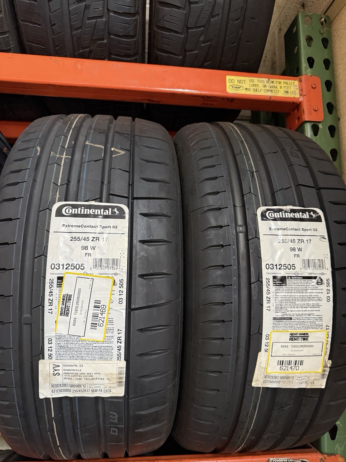 2 Tires Continental ExtremeContact Sport 02 EV Ready 255/45ZR17 255/45R17 98W