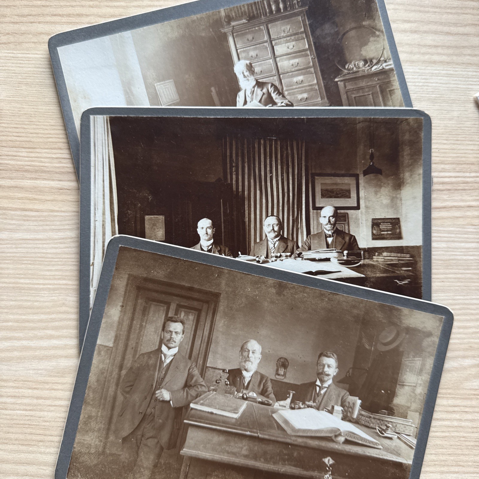 Antique 1905 Office Photo Triptych Set Heinrich Lamberts Cologne Kabelfabrik