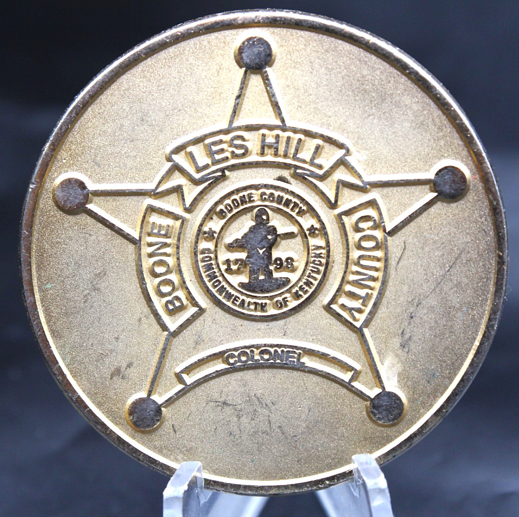 Boone County Kentucky Chief Deputy Colonel Les Hill Challenge Coin 1.75in Copper