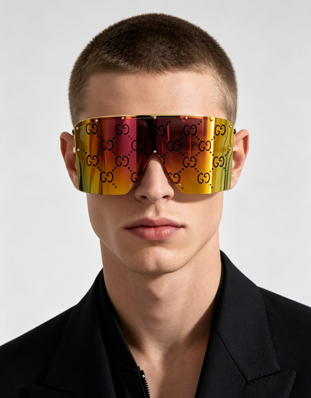 Gucci GG1244 Shield Sunglasses All Over GG Print Unisex Shades Gucci GG1244 Shield Sunglasses All Over GG Print Unisex Shades