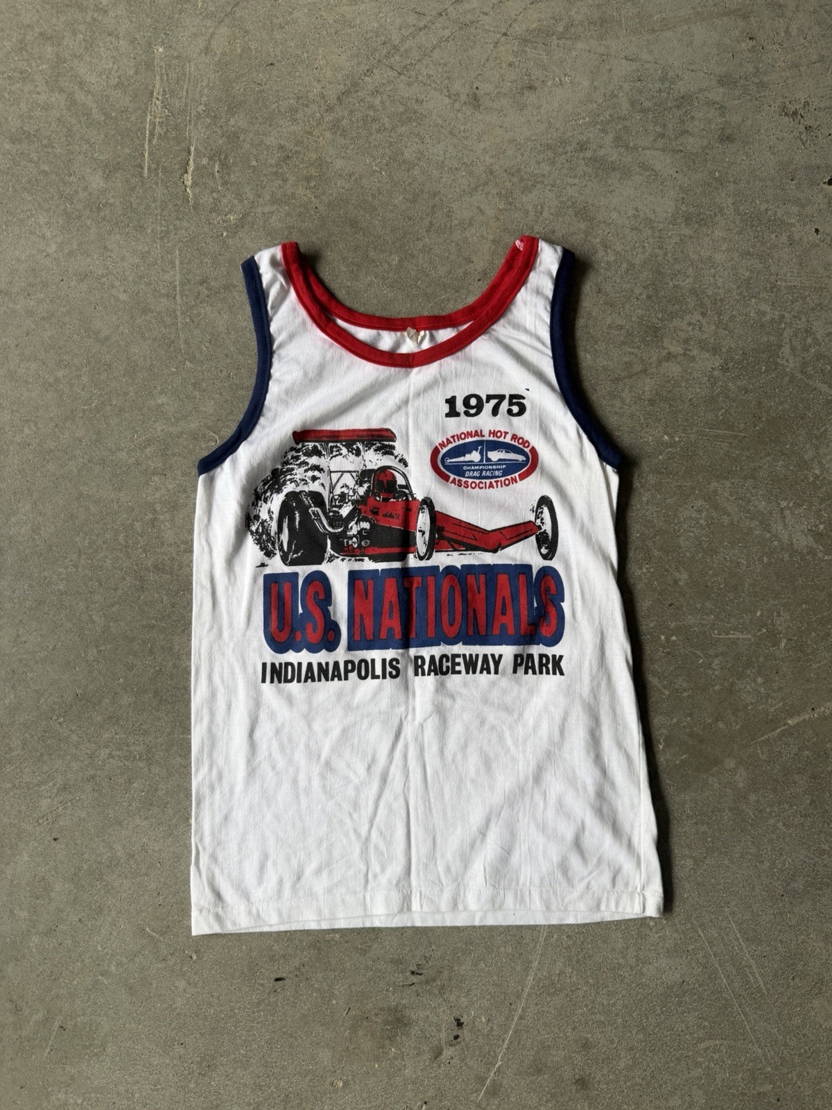 vintage 1975 National Hot Rod Association (NHRA) U.S. Nationals tank top L Men’s vintage 1975 National Hot Rod Association (NHRA) U.S. Nationals tank top L Men’s