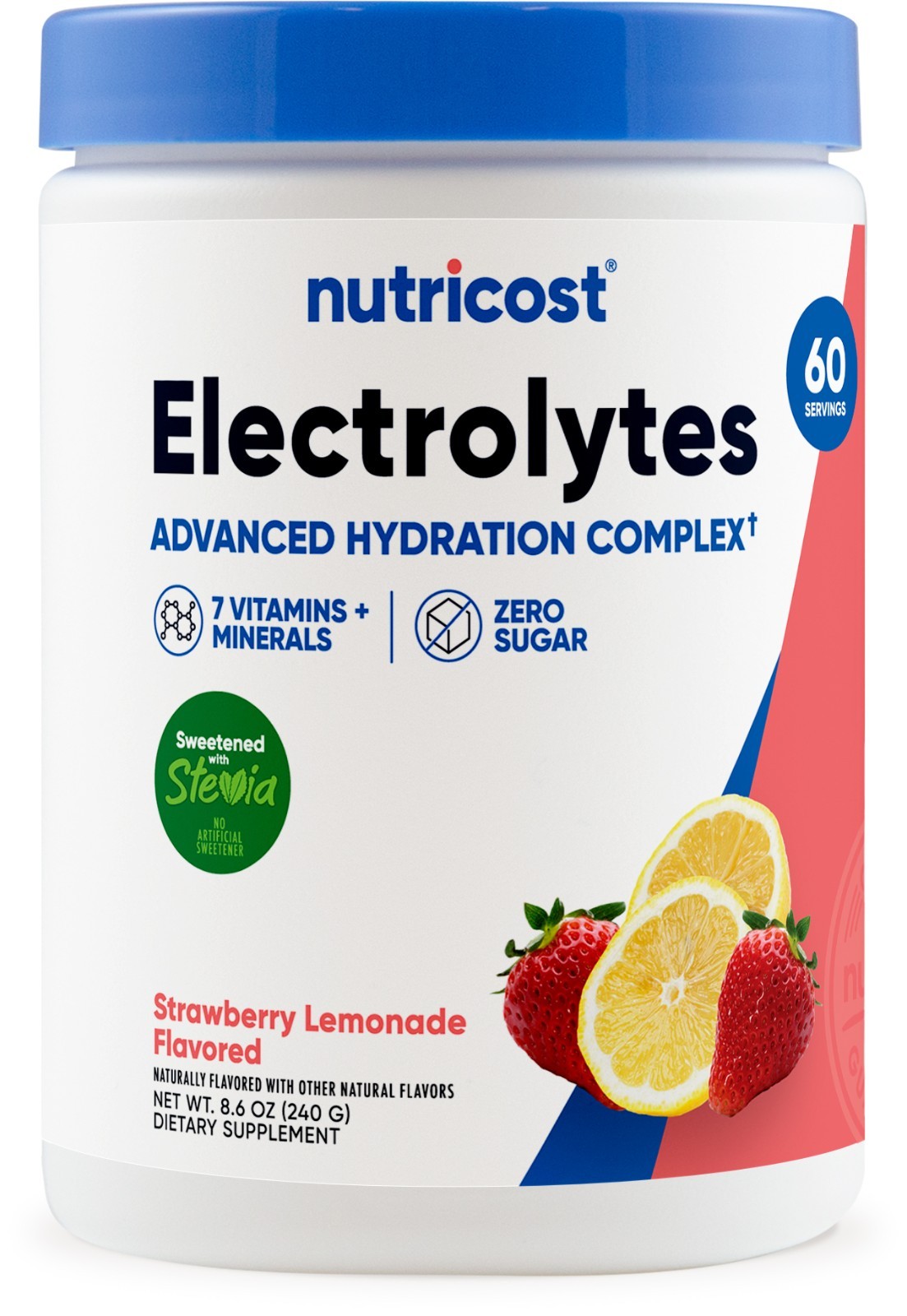 Nutricost Electrolytes Complex Powder (Strawberry Lemonade) 60 Servings - Stevia
