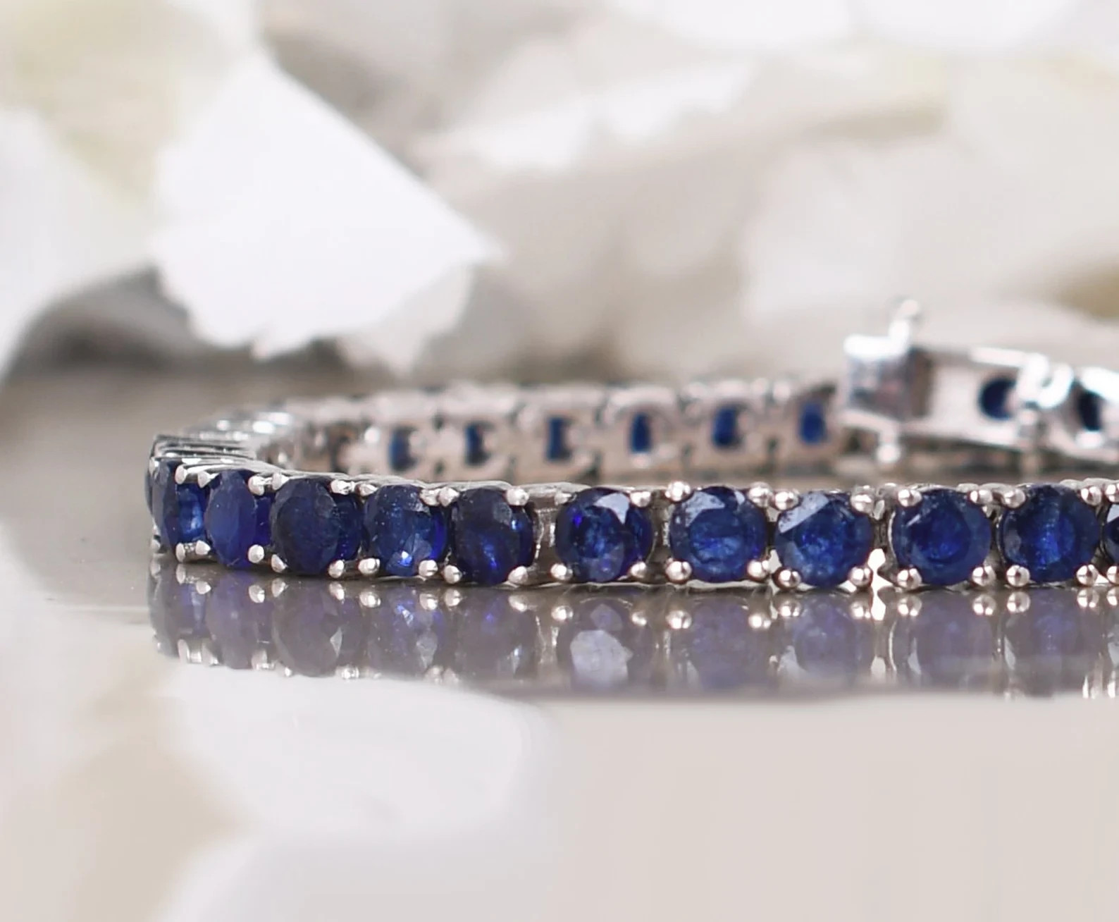 15.00 Ct Round Cut Natural Sapphire Diamond Bracelet 14K White Gold 7.5 Inch 15.00 Ct Round Cut Natural Sapphire Diamond Bracelet 14K White Gold 7.5 Inch