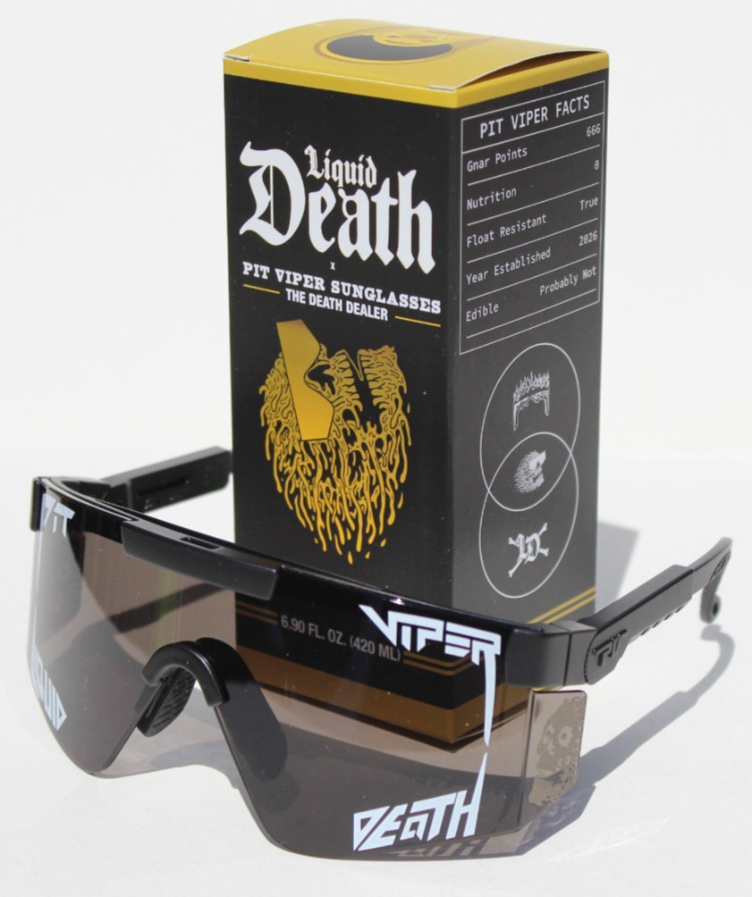 PIT VIPER x LIQUID DEATH Sunglasses The Death Dealer RARE Black/Smoke NEW
