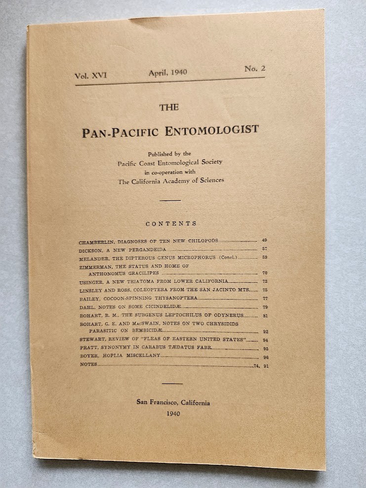 Pan-Pacific Entomologist 1940 Ten New Chilopods Lower California San Jacinto Mts Pan-Pacific Entomologist 1940 Ten New Chilopods Lower California San Jacinto Mts