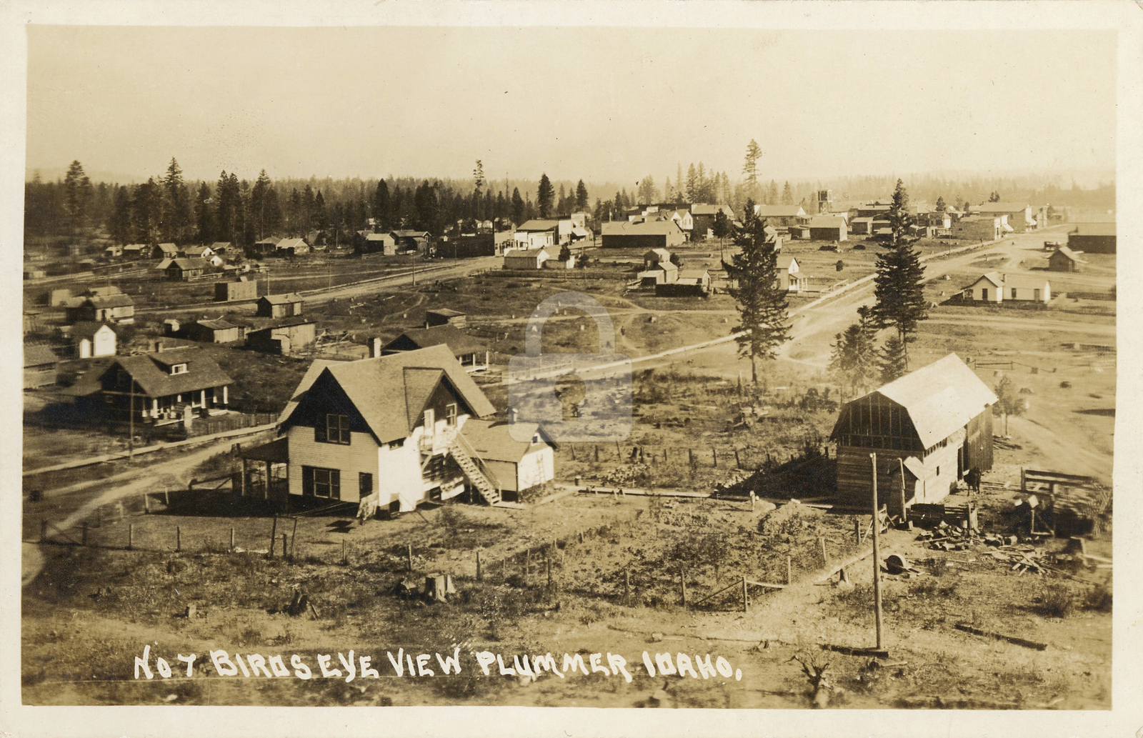 Birdseye View c.1915 Plummer ID Idaho RPPC Photo Postcard COPY