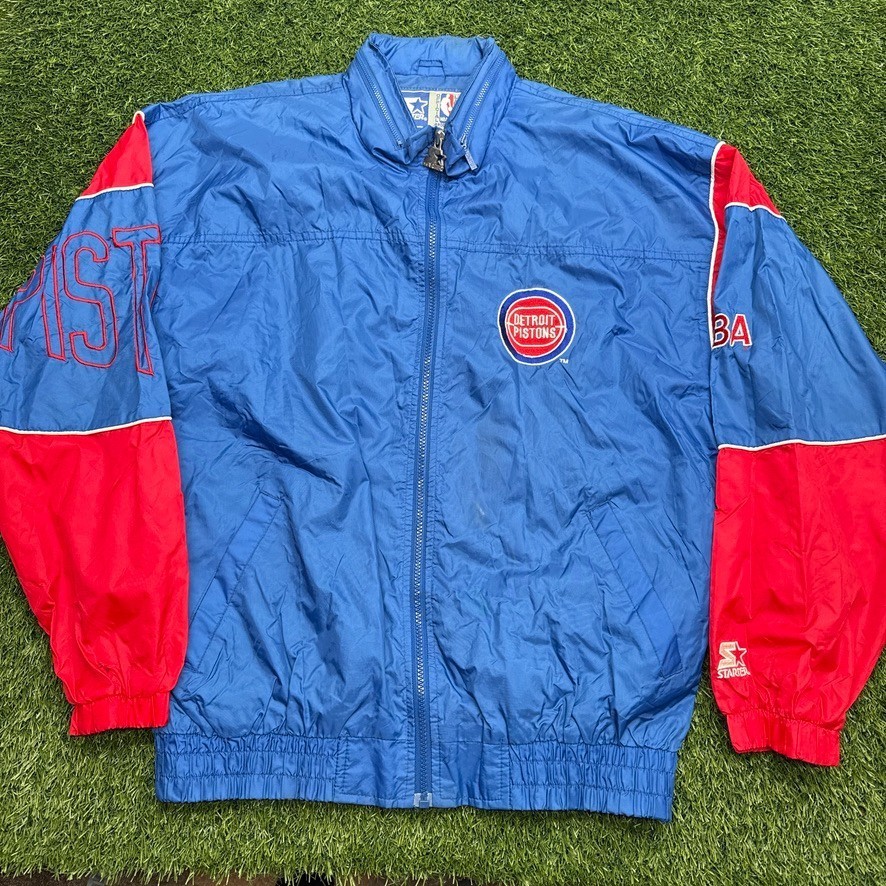 Vintage 90s Detroit Pistons Starter Windbreaker Jacket Mens Large L NBA Basketba Vintage 90s Detroit Pistons Starter Windbreaker Jacket Mens Large L NBA Basketba