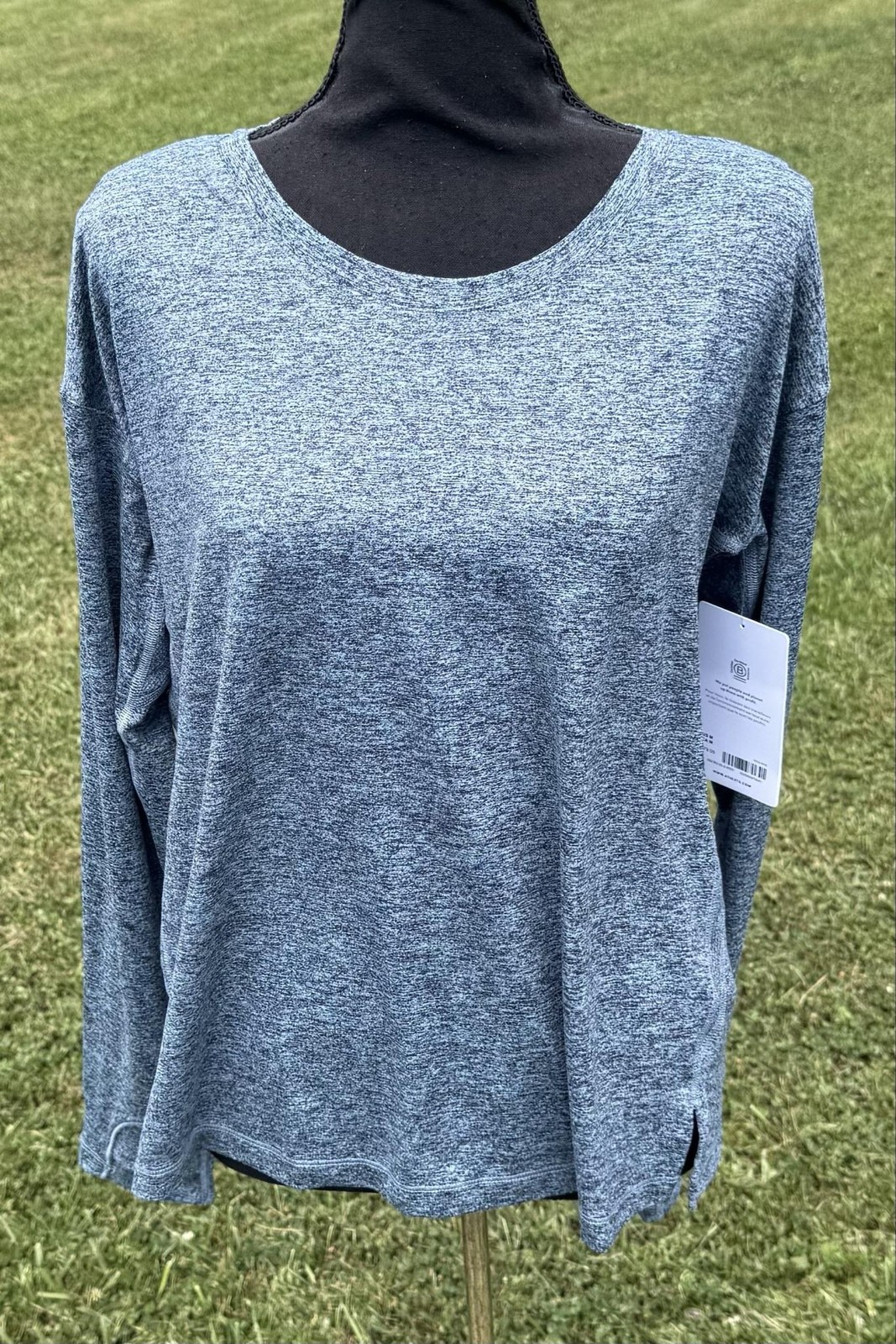 Athleta Uptempo II Top Womens Medium Blue Long Sleeve Jersey Shirt Relaxed