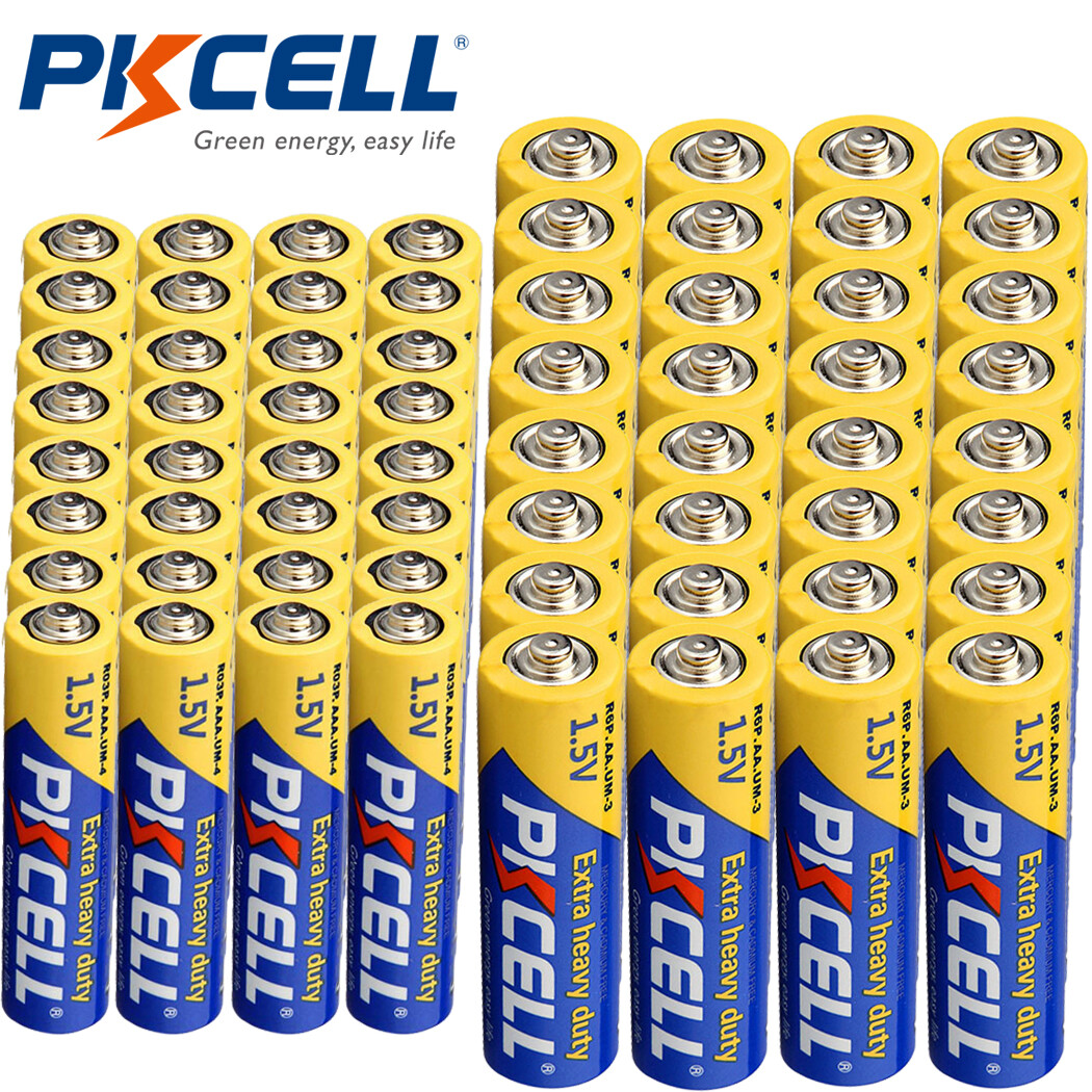 (Combo 100pcs) AA AAA Batteries 1.5V Extra Heavy Duty PC2400 E92 E91 Zinc-carbon