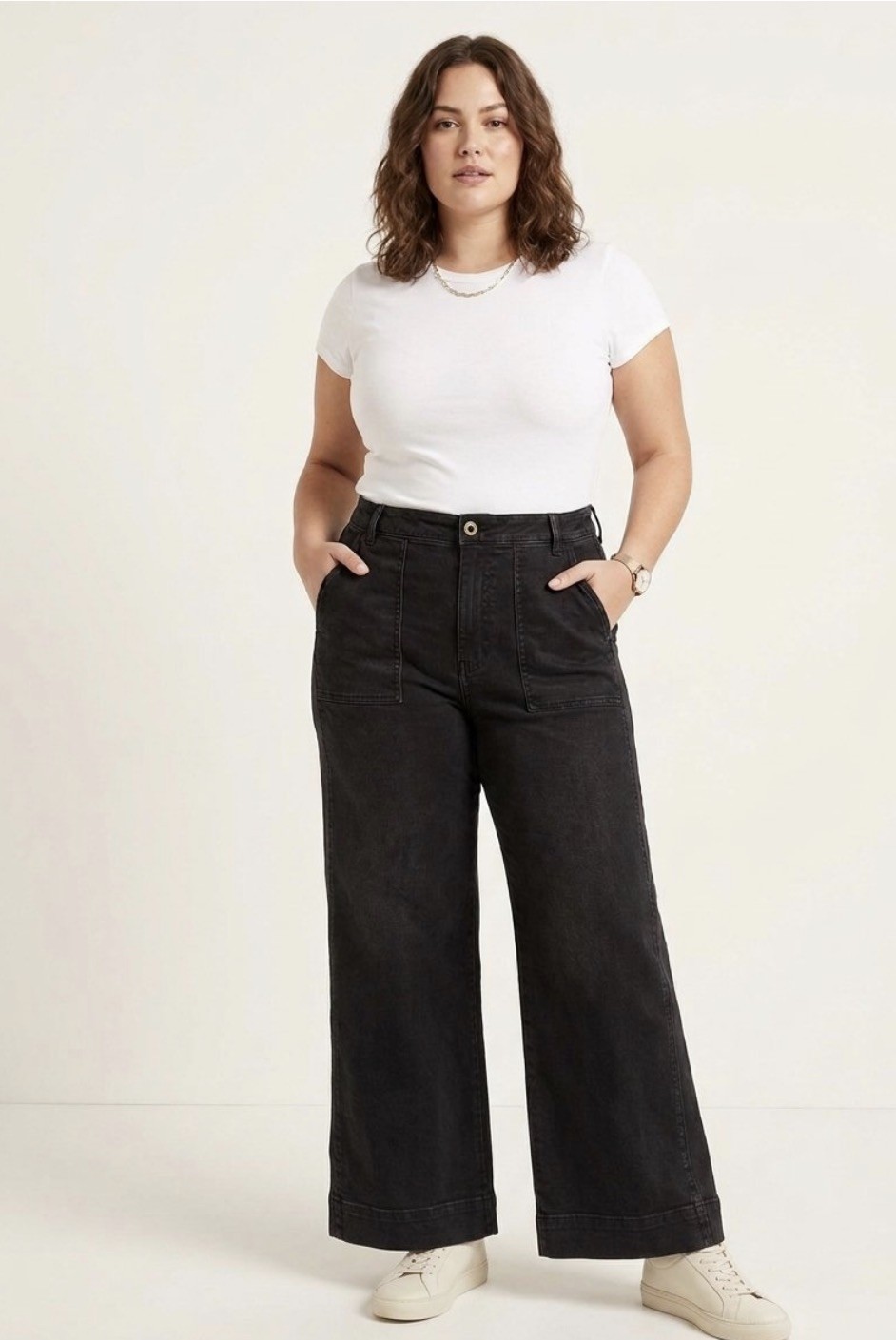 Anthropologie  Maeve ColetteWomen\'s Black Denim Wide-Leg Pants 32\