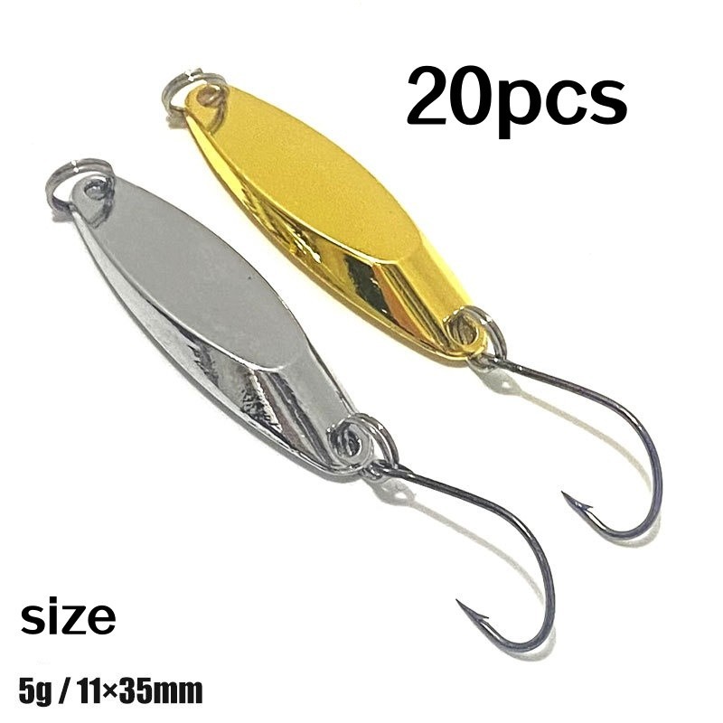 20PCS Metal Spoon Fishing Lure Spinnerbait Jig Heads Bait Freshwater Bass Trout