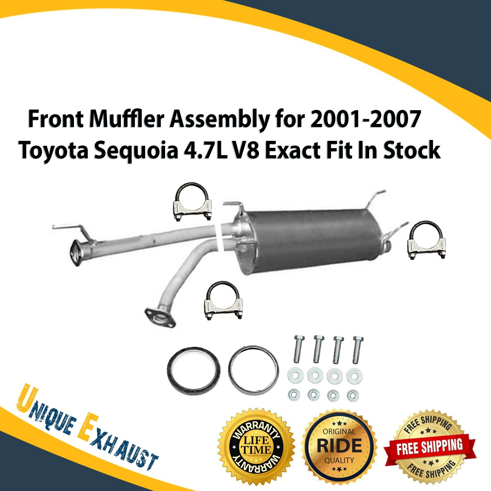 Front Muffler Assembly for 2001-2007 Toyota Sequoia 4.7L V8 Exact Fit In Stock