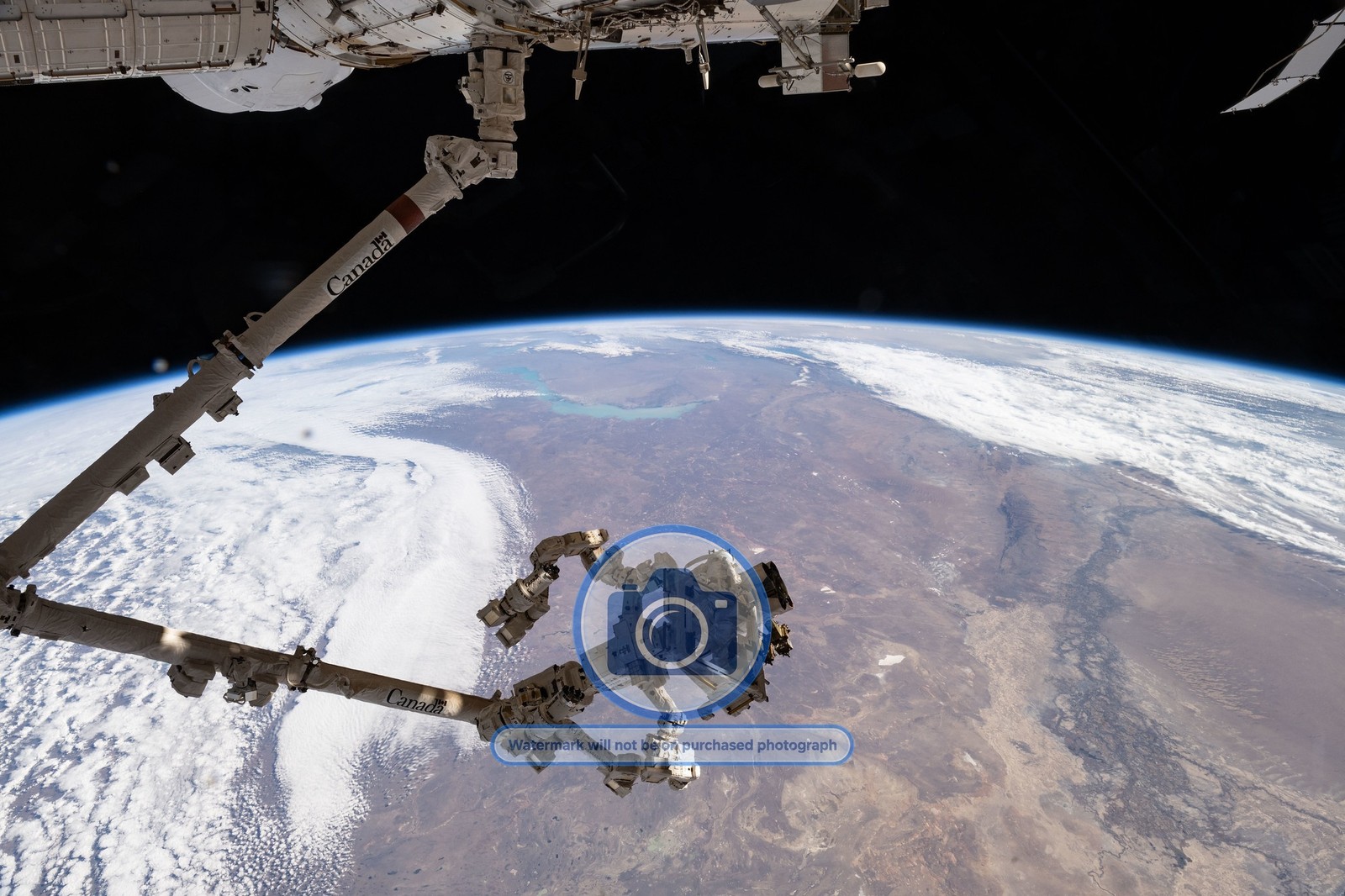 CANADARM2 ROBOTIC ARM WITH DEXTRE OVER KAZAKHSTAN 2025 4X6 PHOTO