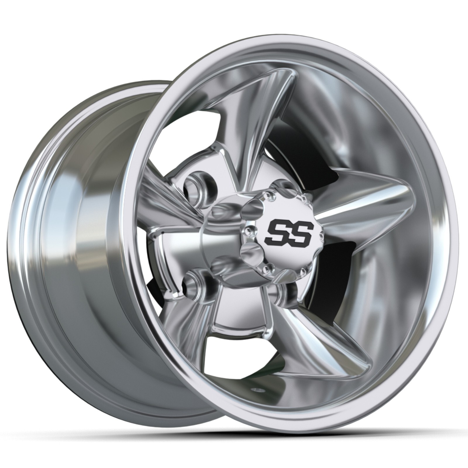 GTW Godfather Chrome Golf Cart 12x7 Wheel |4x4 Bolt  3:4 offset (ET-25) |Each