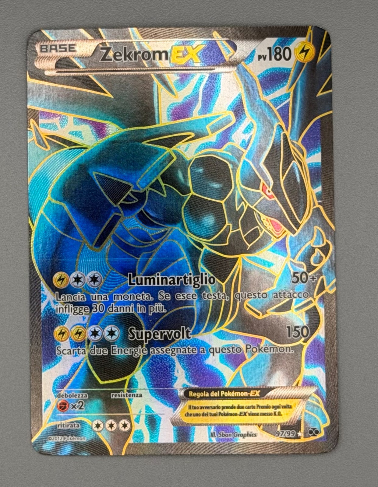 Zekrom EX 97/99 Full Art Next Destinies Italian Pokemon Card 2012 NM Clean