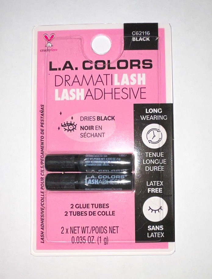 L.A. COLORS Dramatilash Black Lash Adhesive Latex Free Long Wear 2 Pack