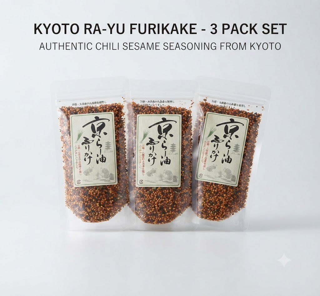 KYOTO SPRINKLE RICE SEASONING CHILLI FURIKAKE RA-YU RAYU OIL MAIKO x 3 KYOTO SPRINKLE RICE SEASONING CHILLI FURIKAKE RA-YU RAYU OIL MAIKO x 3