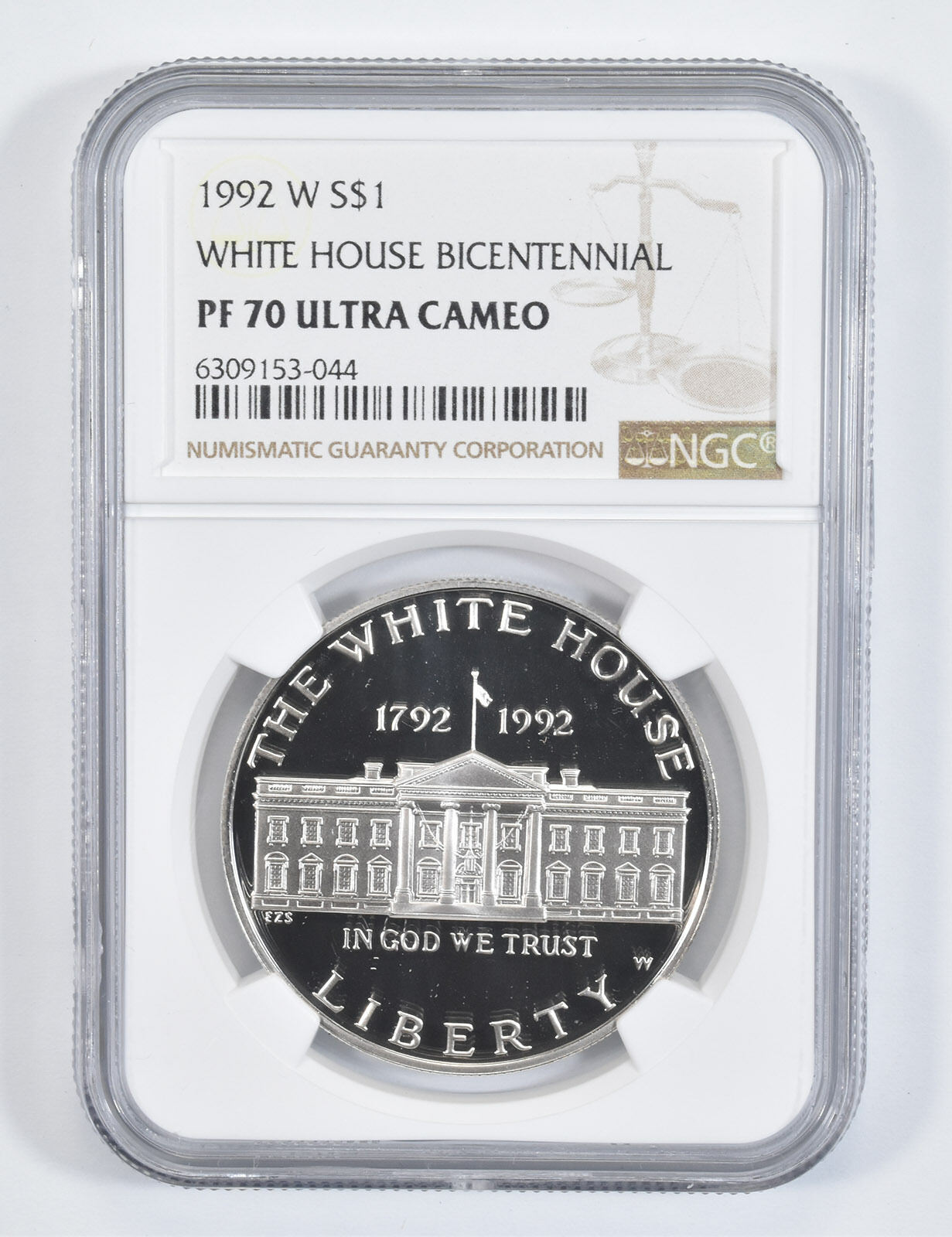 1992-W White House Commemorative Proof Silver Dollar PF70 NGC