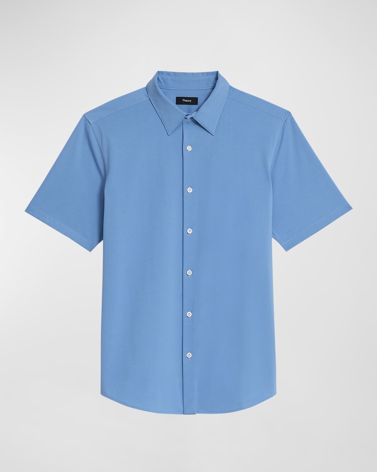 Theory Irving Button-Up Spread Collar Shirt Men\'s XXL Powder Blue Short Sleeve