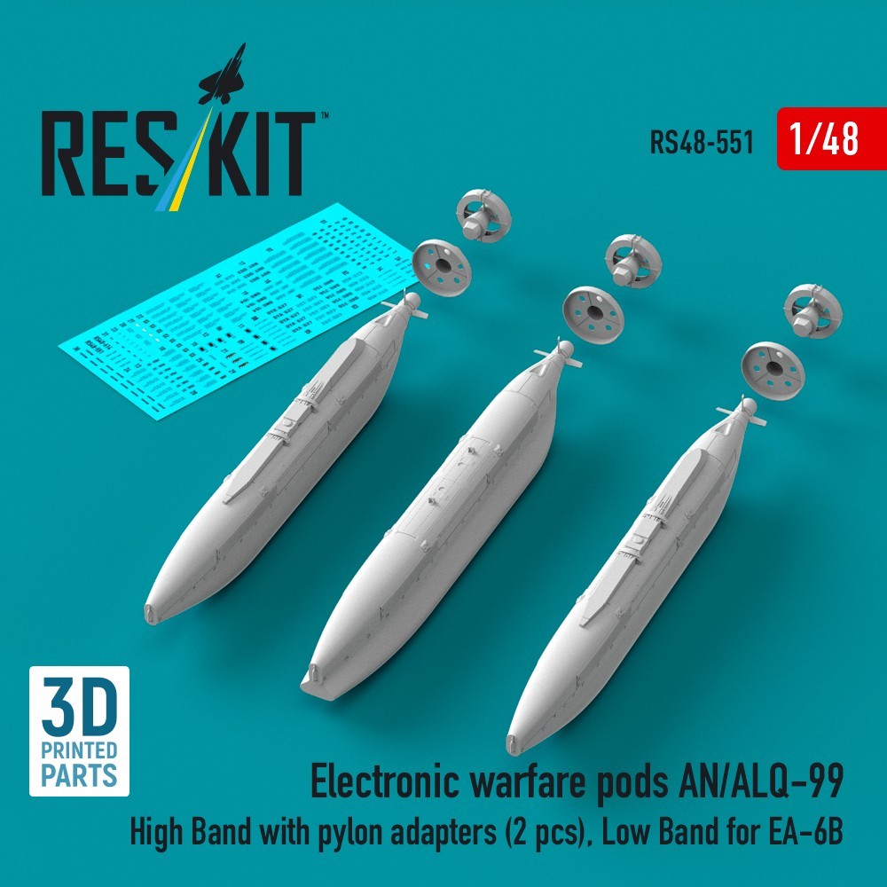 AN/ALQ-99 High Band with adapters (2 pcs), for EA-6B 1/48 ResKit RS48-0551