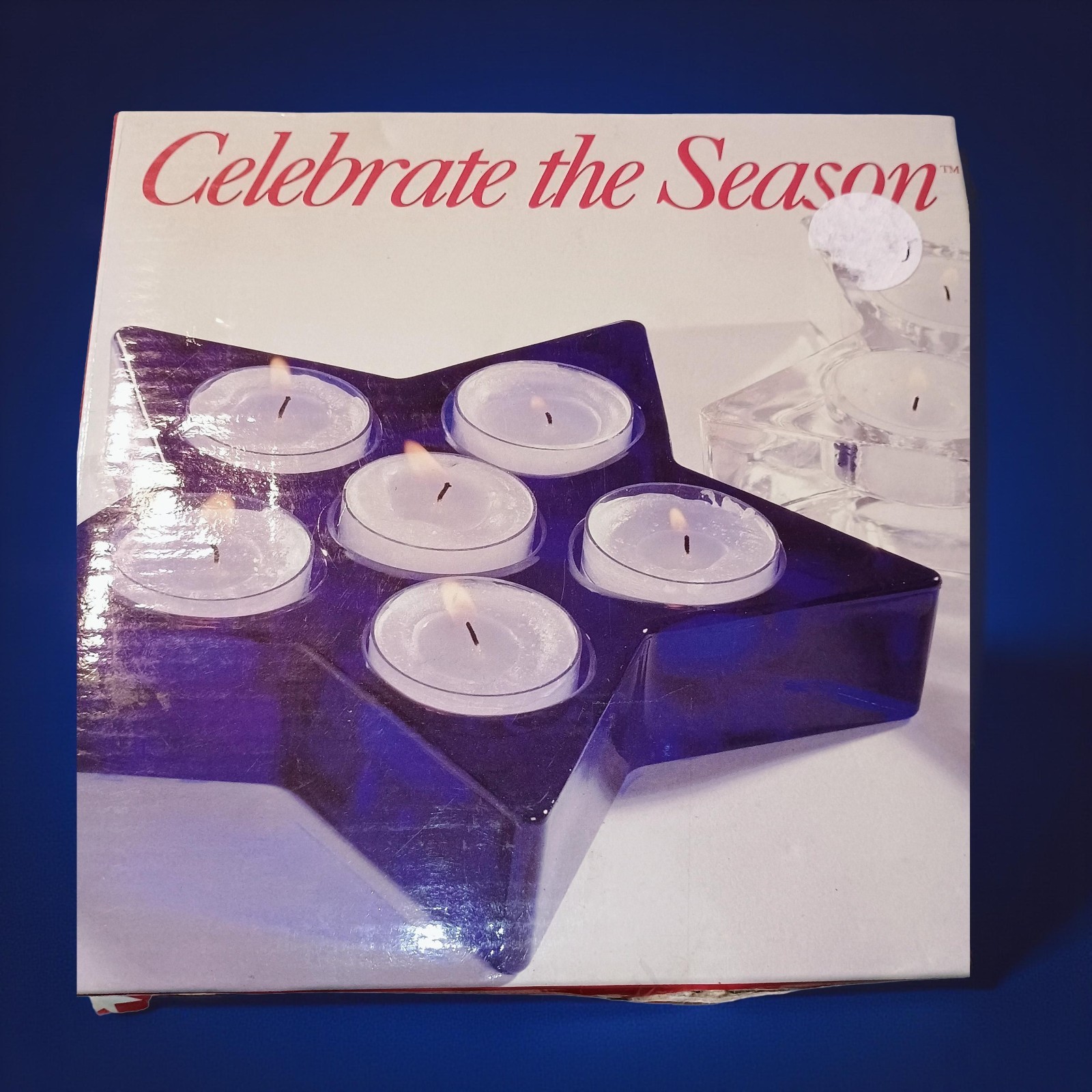 Celebrate The Season Blue Six Tea Light Candle Holder New Kaufman\'s