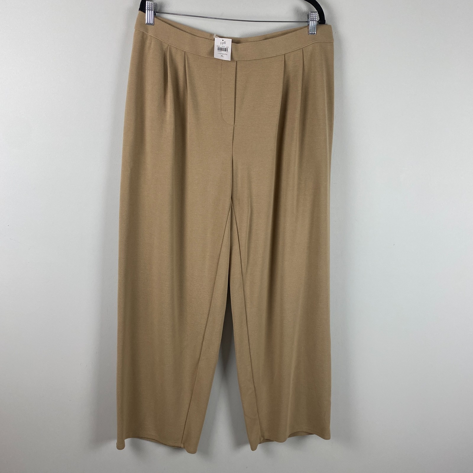 J. Jill Wearever Pleated Pull On Wide Leg Pants Size XL Beige Stretch