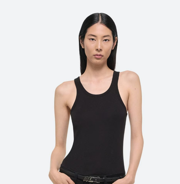 NWOT Helmut Lang Racer Tank top tee Black NEW XS HL embroidered Logo NWOT Helmut Lang Racer Tank top tee Black NEW XS HL embroidered Logo