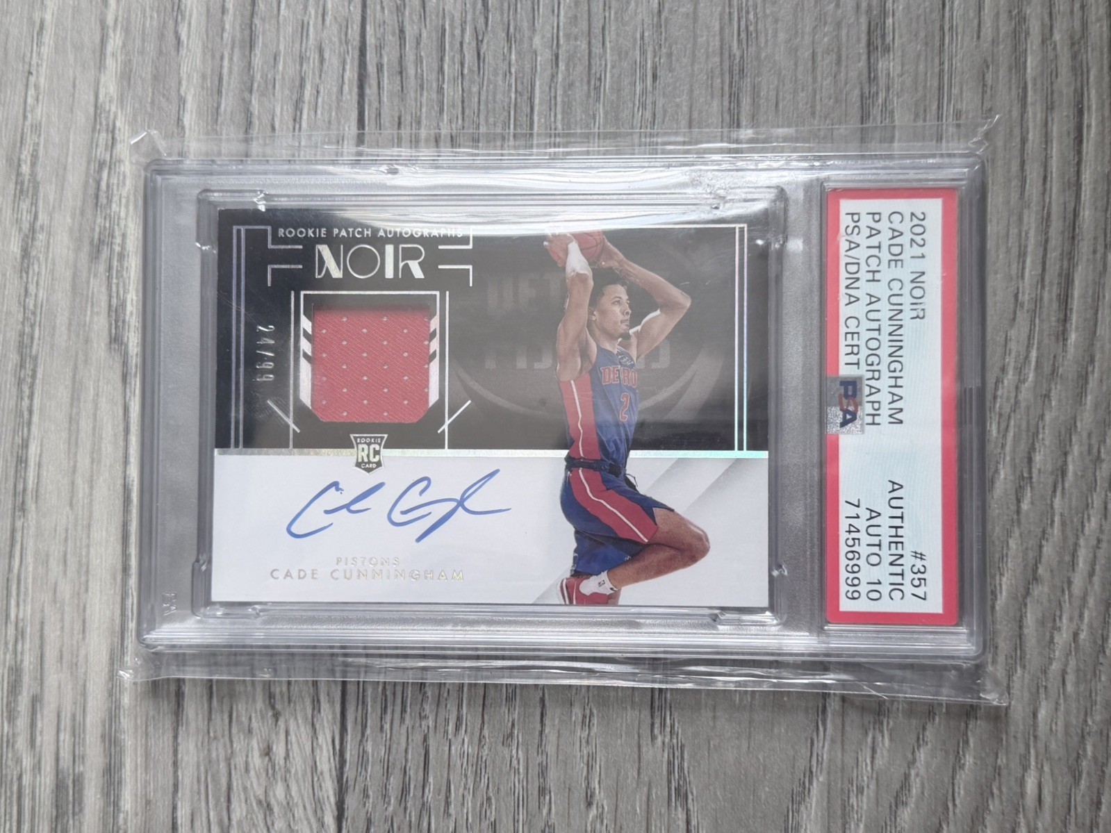 2021-22 Panini Noir CADE CUNNINGHAM #24/99 RPA Rookie Patch Auto Detroit Pistons
