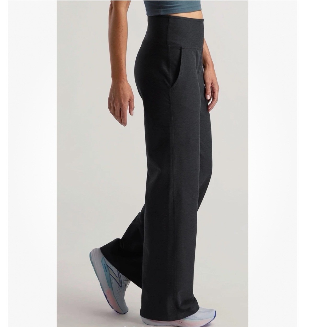 Beyond Yoga Spacedye Laid Back High Waisted Wide Leg Pants Small Dark Gray NEW