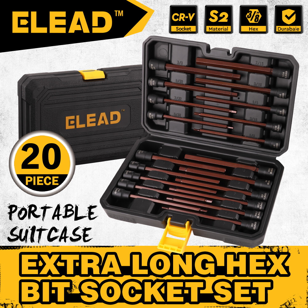 20PC Extra-Long Allen Hex Bit Socket Set 3/8\