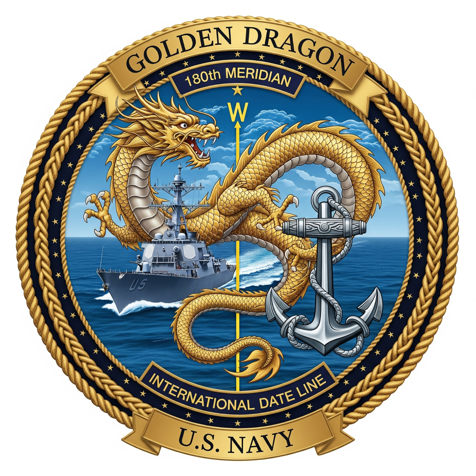 US Navy Golden Dragon Decal - USN Retirement Gift - 4