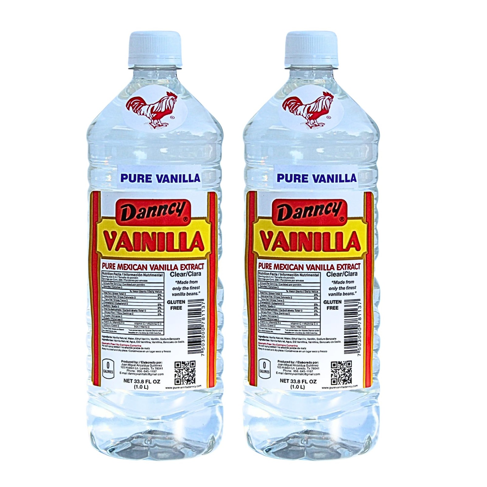 Vanilla Clear 33.8 fl oz 1L 2 pack  Authentic Mexican Vanilla Flavor