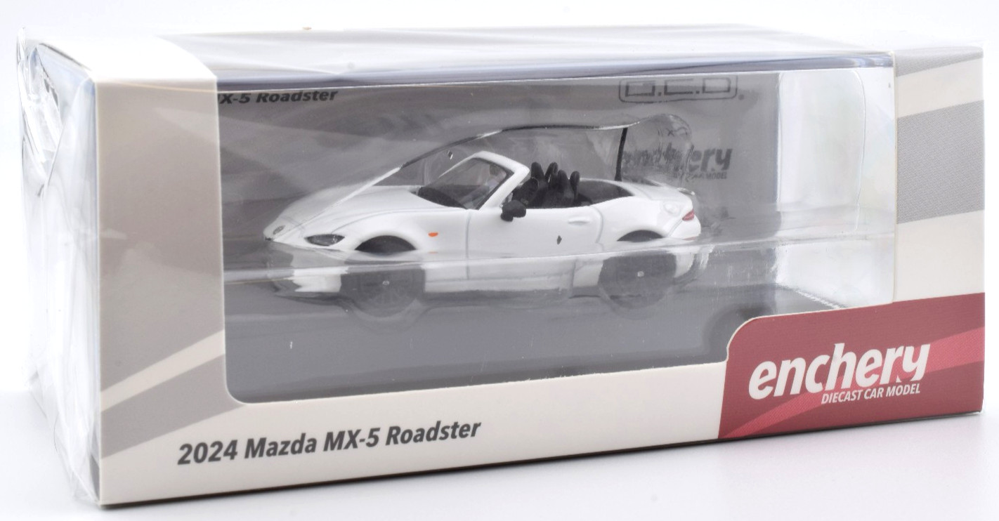 GCD x Enchery 2024 Mazda MX-5 Roadster - White - LHD 1:64 Diecast Car GE-006-035