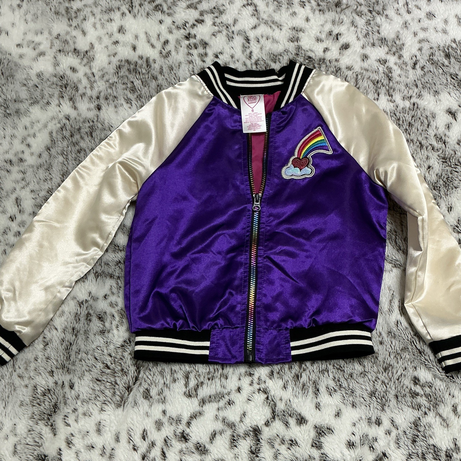 365 Kids from Garanimals Girls Bomber Jacket 6 Purple/White Unicorn Rainbow Zip 365 Kids from Garanimals Girls Bomber Jacket 6 Purple/White Unicorn Rainbow Zip