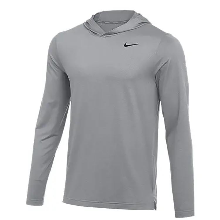 Nike Men\'s Hyper Dri-FIT Long Sleeve Hooded Top CU9458-012 Wolf Grey NWT