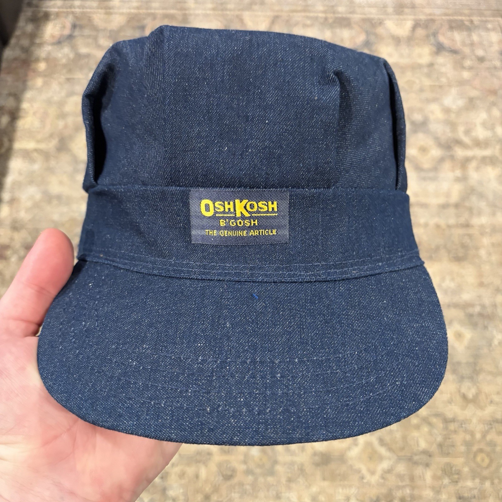 Vintage 1990 Oshkosh Osh Kosh B’Gosh SnapBack Conductor Hat USA Made Denim Adult