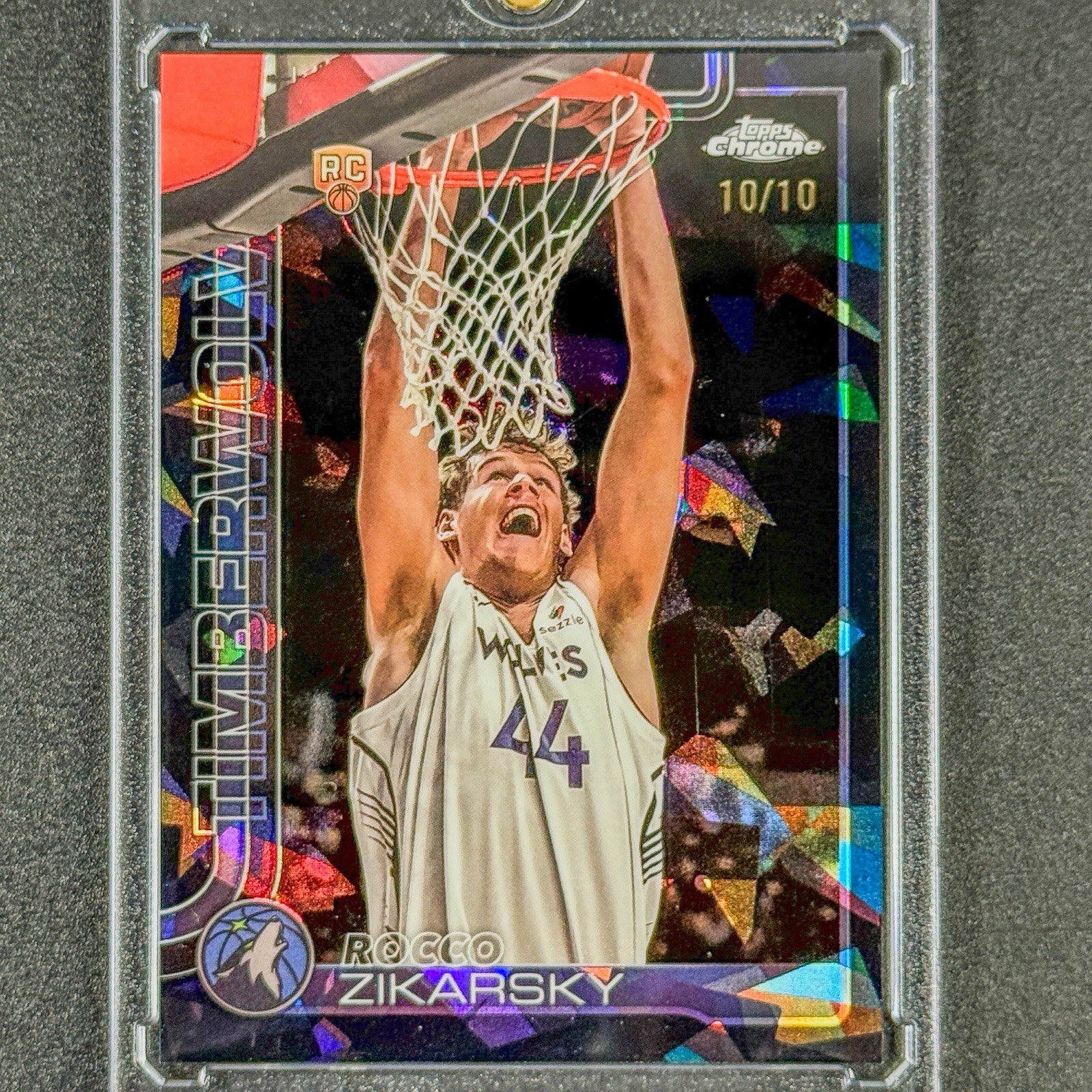 Rocco Zikarsky (RC) 2025-26 Topps Chrome Black Geo Refractor 10/10 #296 Wolves