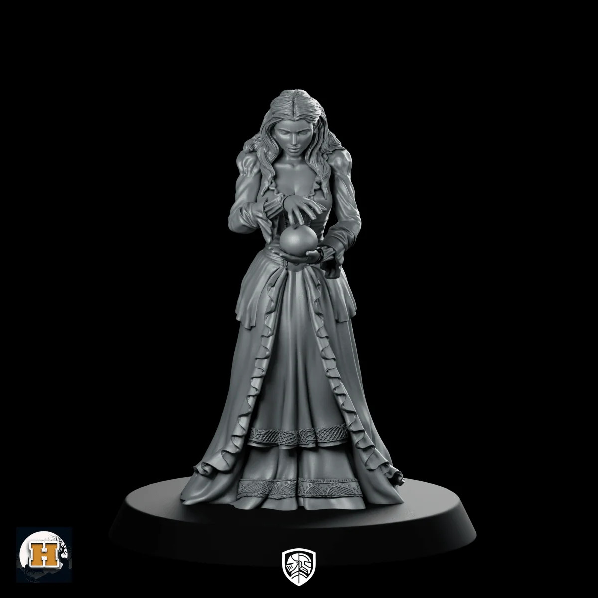 Regrid Orb Miniature Noble Seer Mage Sorceress 28mm & 32mm Unpainted Resin Haito