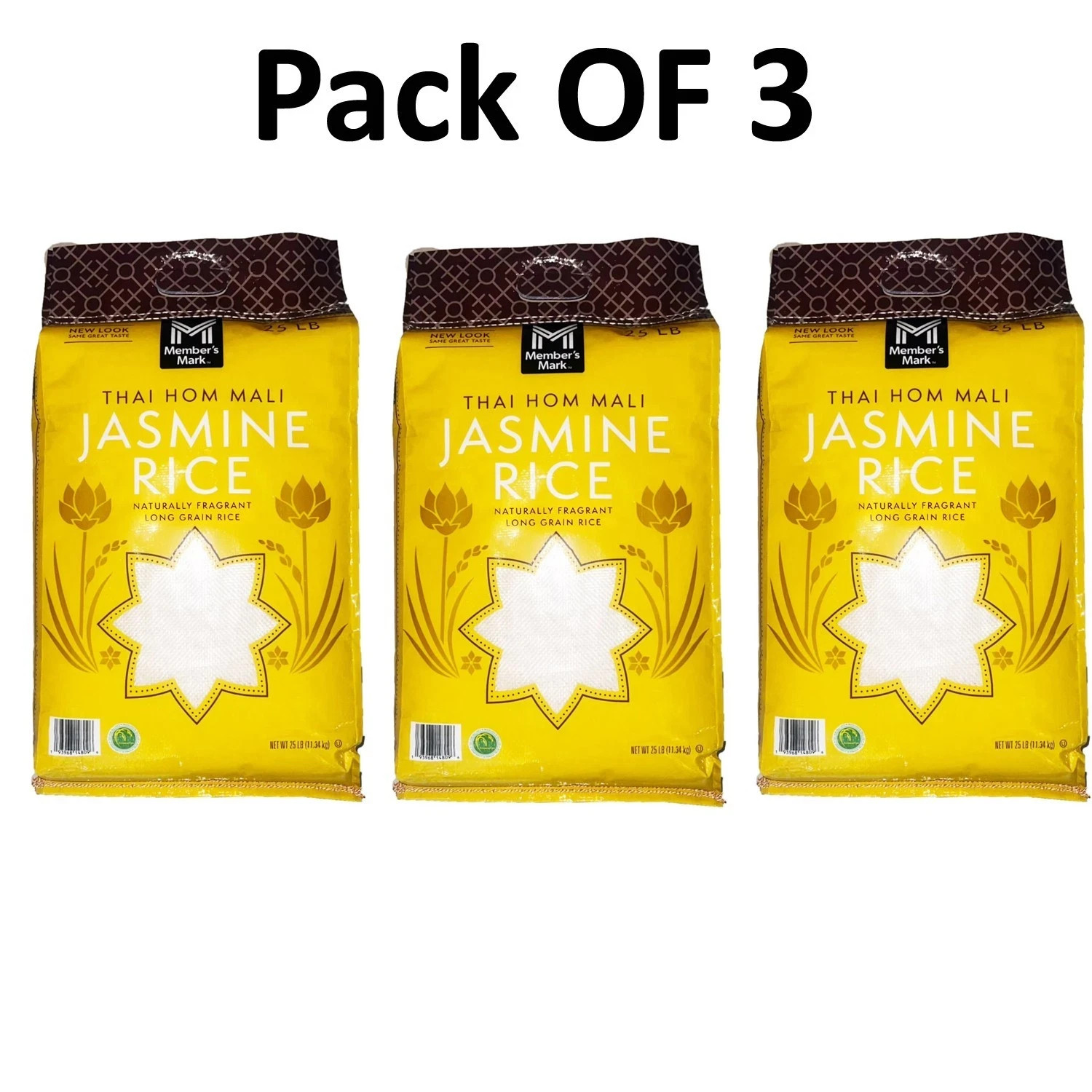 3 Pack Member\'s Mark Thai Jasmine Rice 25 Lb