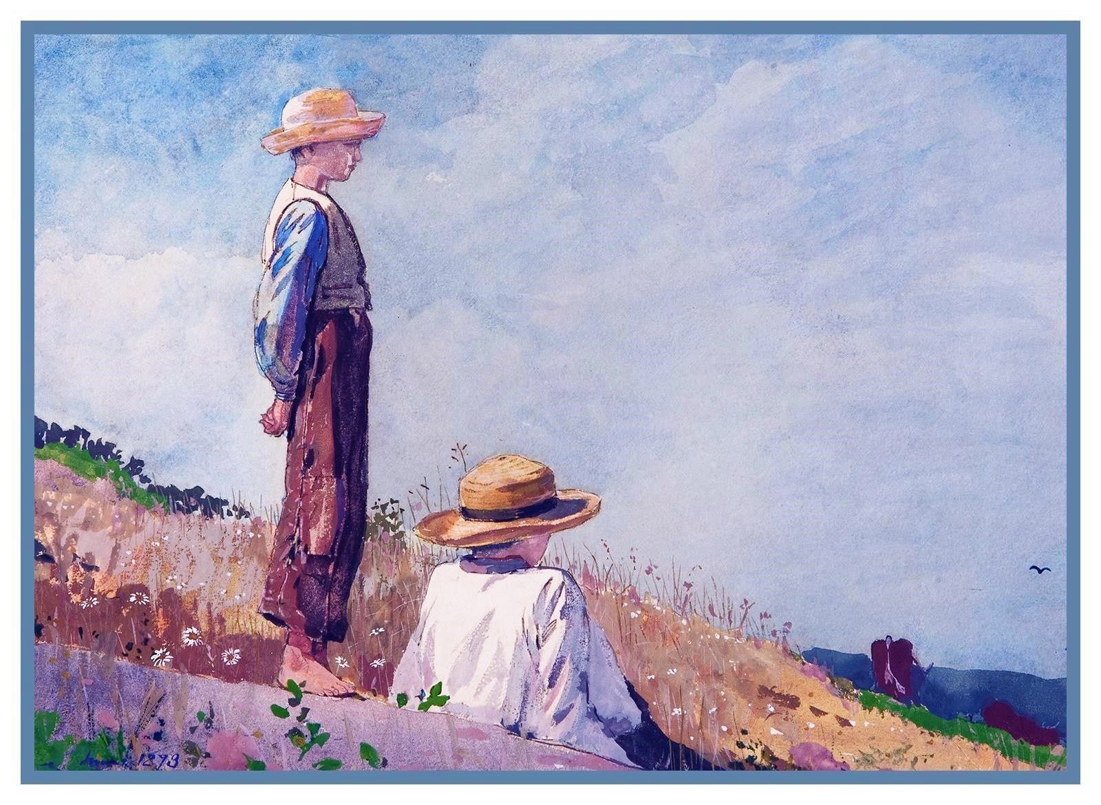Winslow Homer\'s Blue Boy Seascape Counted Cross Stitch Chart Pattern